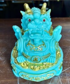 Tỳ Hưu Phong Thủy Đế Xoay Bột Đá Xanh Ngọc Bích