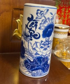 Ống Hương Sen Tài Lộc Men Lam