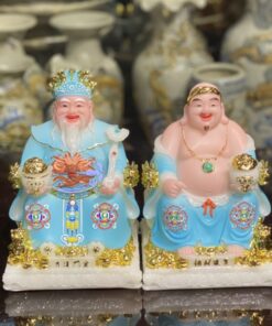Tượng Thần Tài Thổ Địa Bột Đá Phú Quý Rồng Xanh Dương