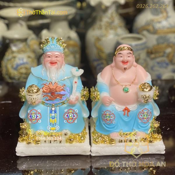 Tượng Thần Tài Thổ Địa Bột Đá Phú Quý Rồng Xanh Dương