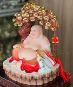 Tượng Phật Di Lặc Ngồi Cây Tiền Áo Đỏ