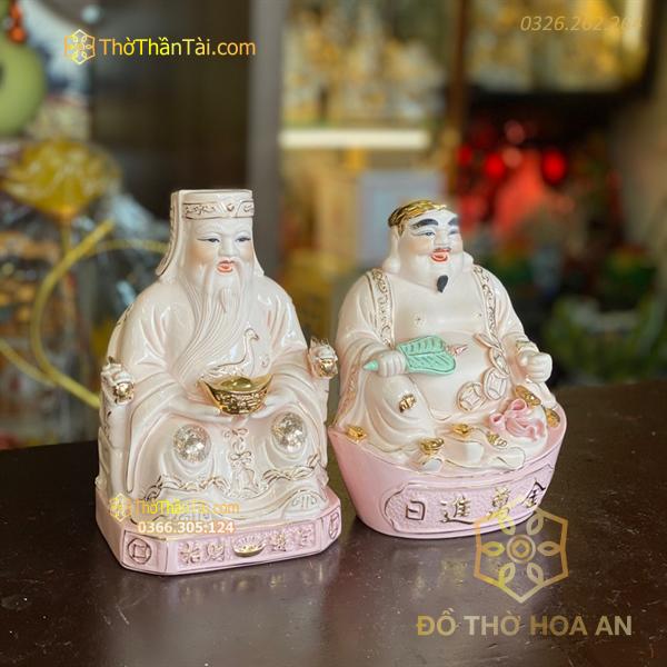 Tượng Thần Tài Thổ Địa Sứ Đức Hóa Màu Hồng