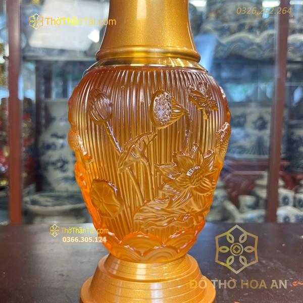 Lọ Hoa Lưu Ly Bọc Đồng