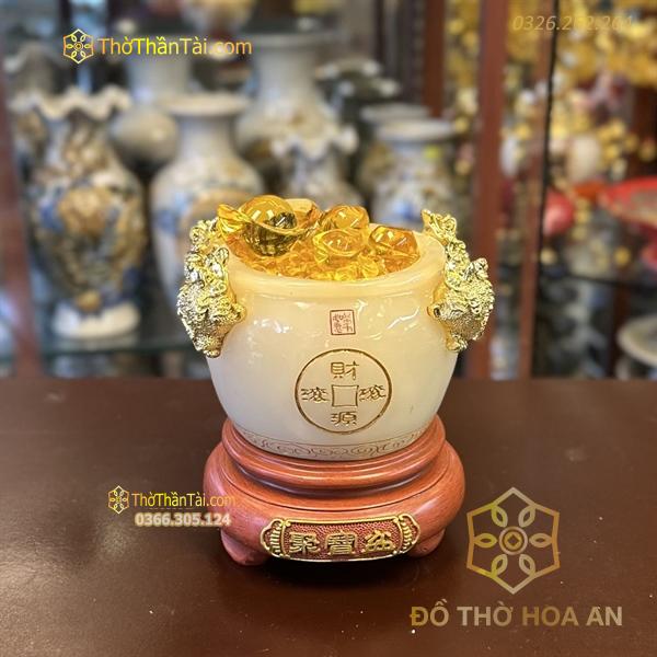 Bồn Tụ Bảo Chiêu Tài Đá Trắng