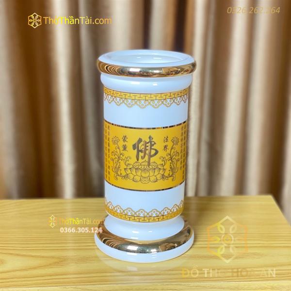 Ống Hương Sứ Bát Nhã Tâm Kinh Vàng