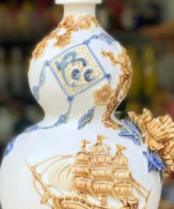 Hồ Lô Hút Lộc Chữ Lộc Thuận Buồm Xuôi Gió Trắng Đắp Nổi