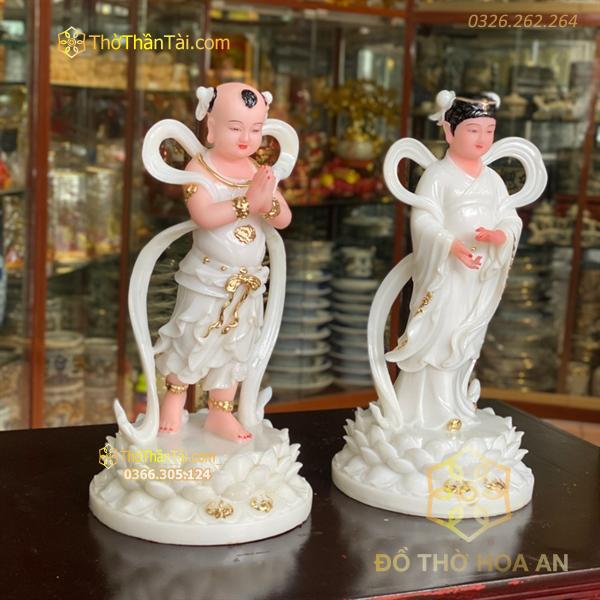 Tượng Tiên Đồng Ngọc Nữ Bột Đá Trắng