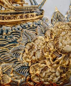 Bình Hút Lộc Thuận Buồm Xuôi Gió Men Trắng Đắp Nổi Vẽ Vàng 24K H25
