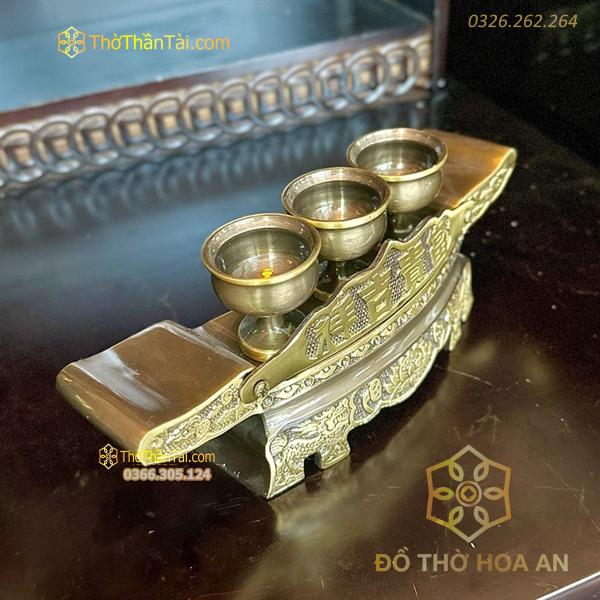 Kỷ Ngai Thờ 3 Chén Đồng Hun