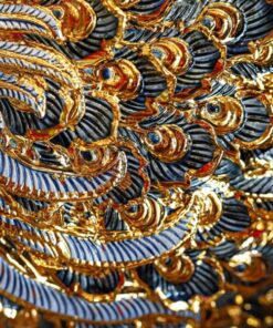 Bình Hút Lộc Công Đào Men Đỏ Đắp Nổi Vẽ Vàng 24K H28