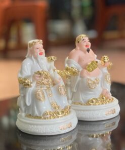Tượng Thần Tài Thổ Địa Bột Đá Trắng Đế Tròn