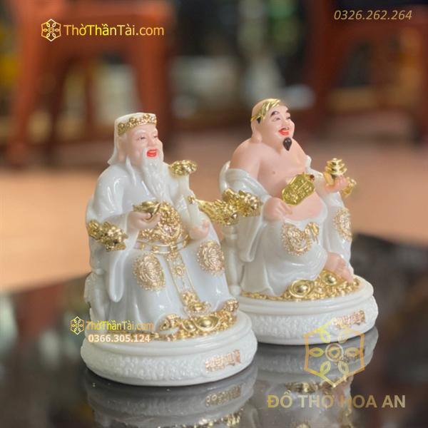 Tượng Thần Tài Thổ Địa Bột Đá Trắng Đế Tròn
