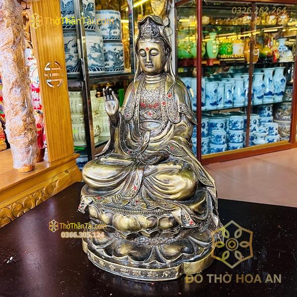 Tượng Phật Bà Quan Âm Tọa Sen Đồng Hun