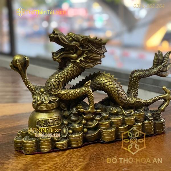 Rồng Đồng cầm Ngọc Bệ Hũ Tiền Vàng