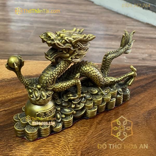 Rồng Đồng cầm Ngọc Bệ Hũ Tiền Vàng