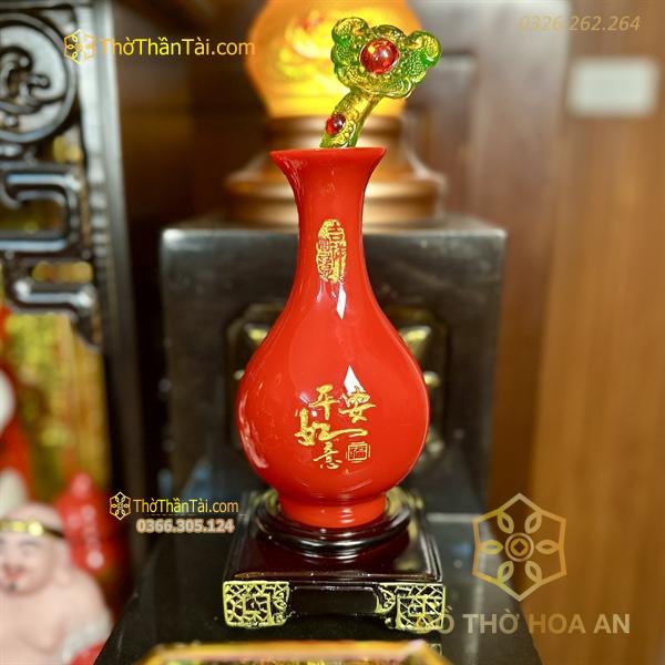 Cặp Bình Như Ý Mẫu Đơn Màu Đỏ