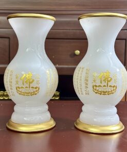 Lọ Hoa Lưu Ly Trắng Bọc Đồng