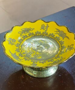 Mâm Bồng Thờ Sứ Men Vàng Kim Sa