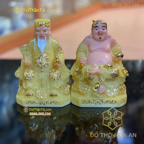 Tượng Thần Tài Thổ Địa Bột Đá Vàng Thạch Anh
