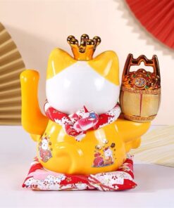 Mèo Thần Tài Đế Vương Vàng Can Khách Lai Phương Cao 21cm