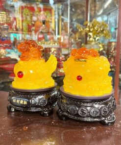 Cặp Cóc Thiềm Thừ Và Tỳ Hưu Đế Gỗ Xoay Vàng