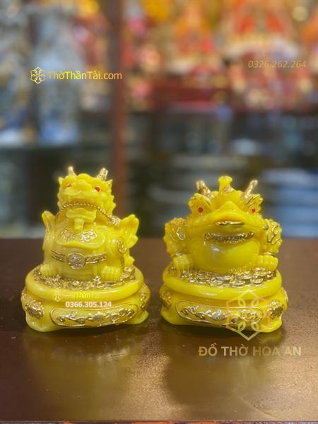 Cặp Cóc Thiềm Thừ & Tỳ Hưu Phong Thủy Đế Xoay Bột Đá Vàng