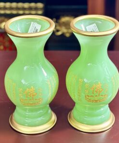 Lọ Hoa Lưu Ly Xanh Bọc Đồng