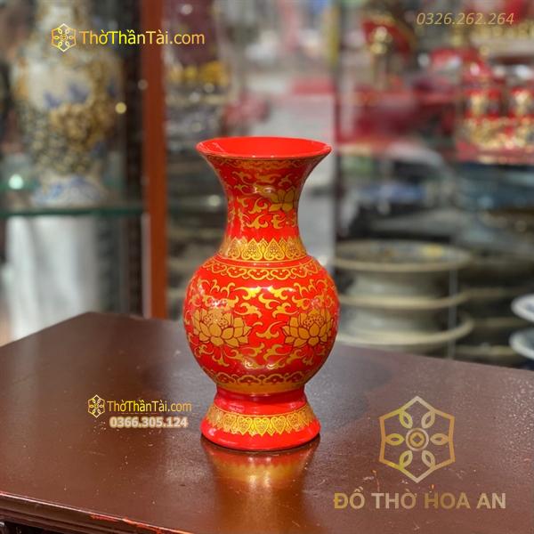 Lọ Hoa Sứ Gấm Đỏ