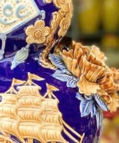 Hồ Lô Hút Lộc Thuận Buồm Xuôi Gió Chữ Lộc Xanh Dương Đắp Nổi