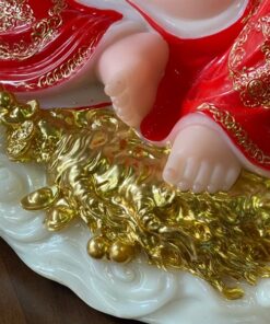 Di Lặc Bột Đá Đỏ Cầm Gậy Như Ý
