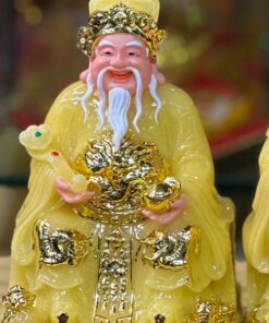 Tượng Thần Tài Thổ Địa Bột Đá Vuông Vàng