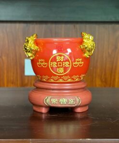 Bồn Tụ Bảo Chiêu Tài Bột Đá Đỏ