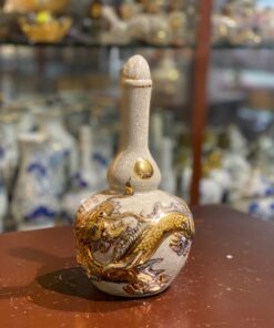 Nậm Rượu Men Rạn Vẽ Vàng 24K