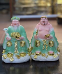 Tượng Thần Tài Thổ Địa Mây Bột Đá Xanh Lá