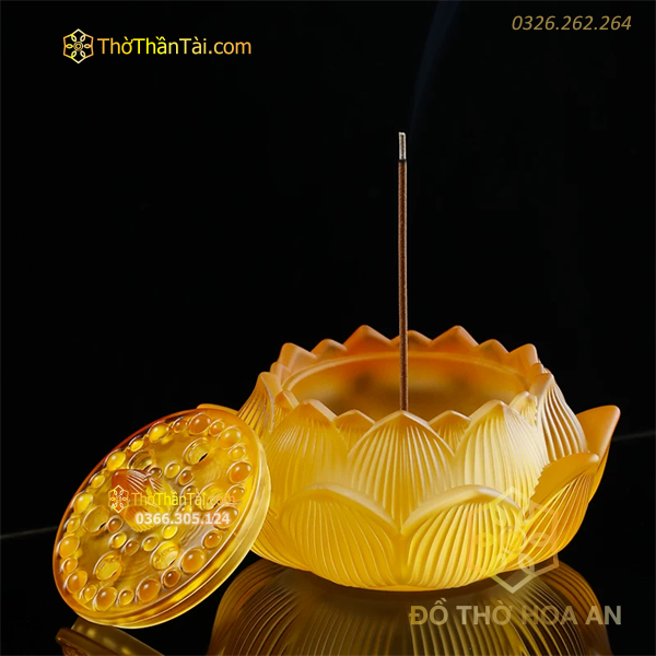 Đốt Trầm Lưu Ly Hoa Sen Vàng