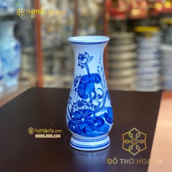 Lọ Hoa Dáng Huệ Hoa Sen Men Trắng