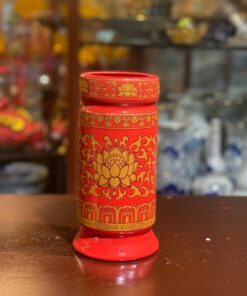 Ống Đựng Hương Sứ Gấm Đỏ