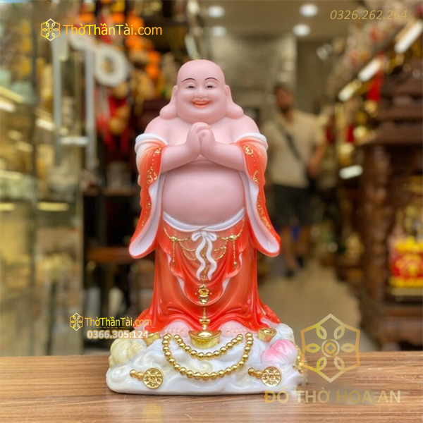 Tượng Di Lặc Đá Áo Đỏ Chúc Phúc
