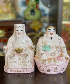 Tượng Thần Tài Thổ Địa Sứ Đức Hóa Màu Hồng