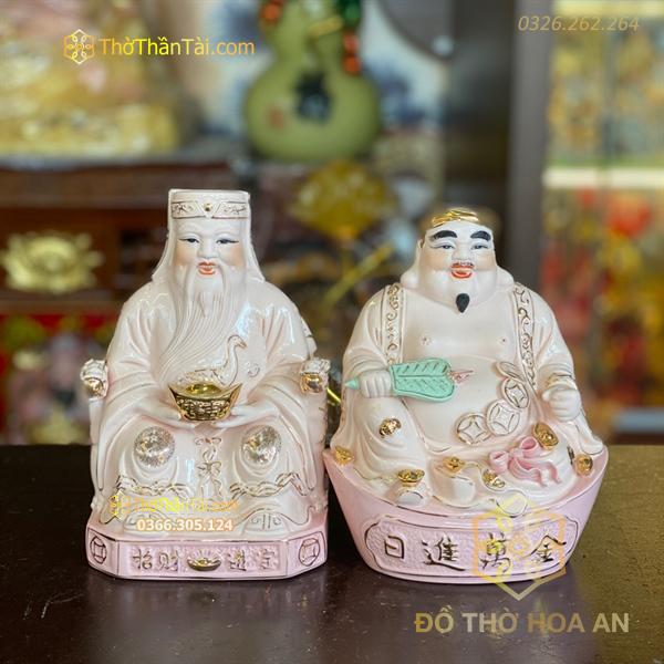Tượng Thần Tài Thổ Địa Sứ Đức Hóa Màu Hồng
