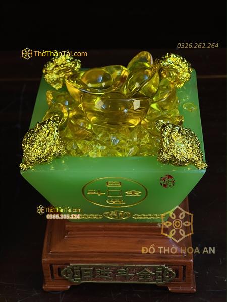 Bồn Tụ Bảo Chiêu Tài Vuông Bột Đá Xanh