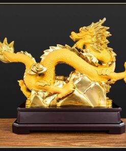 Tượng Rồng Vàng Cuộn Thỏi Vàng
