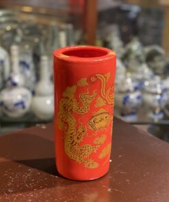 Ống Hương Sứ Men Đỏ Bát Tràng