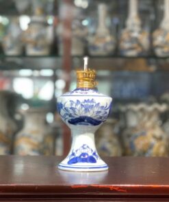 Đèn Dầu Hoa Sen Men Ngọc