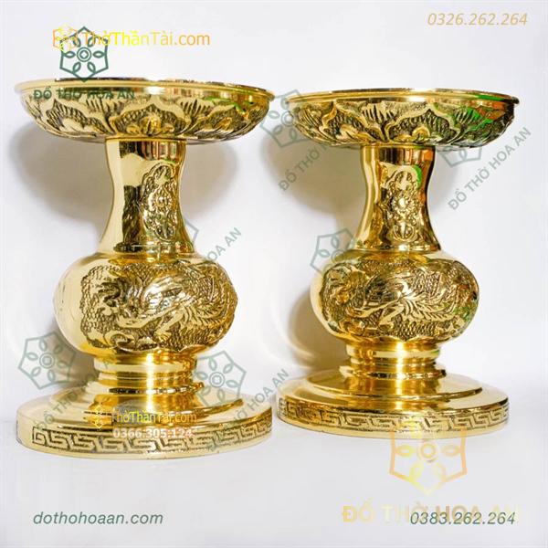 Chân Nến Đồng Thờ Rồng Phượng