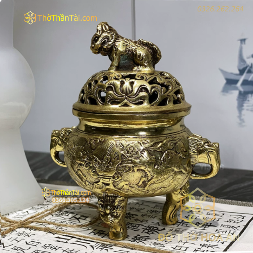 Đốt Trầm Đồng Nắp Hổ