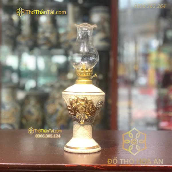 Đèn Dầu Men Rạn Vẽ Vàng 24K