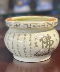 Bát Hương Kinh Bát Nhã Chữ Phật Men Màu Ngà
