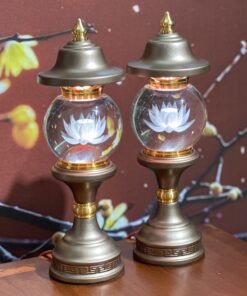 Đèn Thờ 1 Bông Chóp Cầu Hoa Sen Thân Nâu