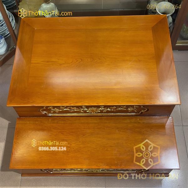 Kệ Kê Nhị Cấp/ 2 Cấp Ban Thờ Gỗ Xoan Màu Hương Dát Vàng